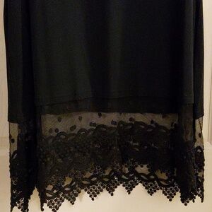 NWOT Coral Bay Woman 2X Long Black Tank Lace Bottom, Side Slits